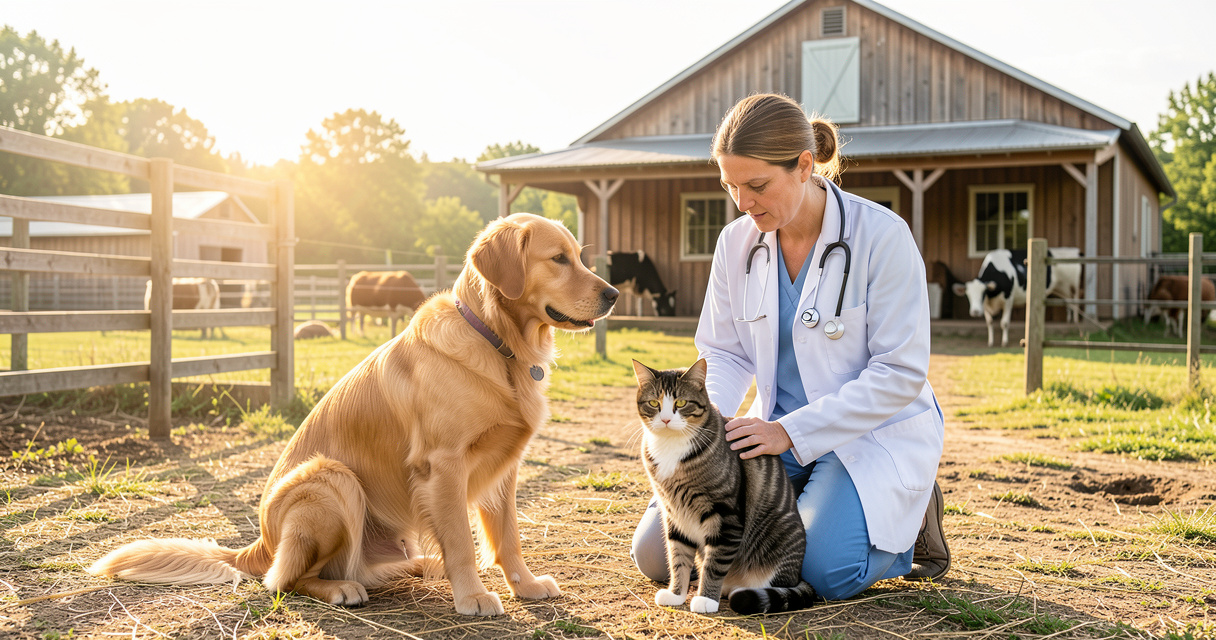 Vétérinaire, chien, chat et élevage illustrant la santé et le bien-être animal
